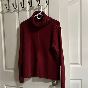 CAbi Deep Red Convertible Cowl Neck Sweater